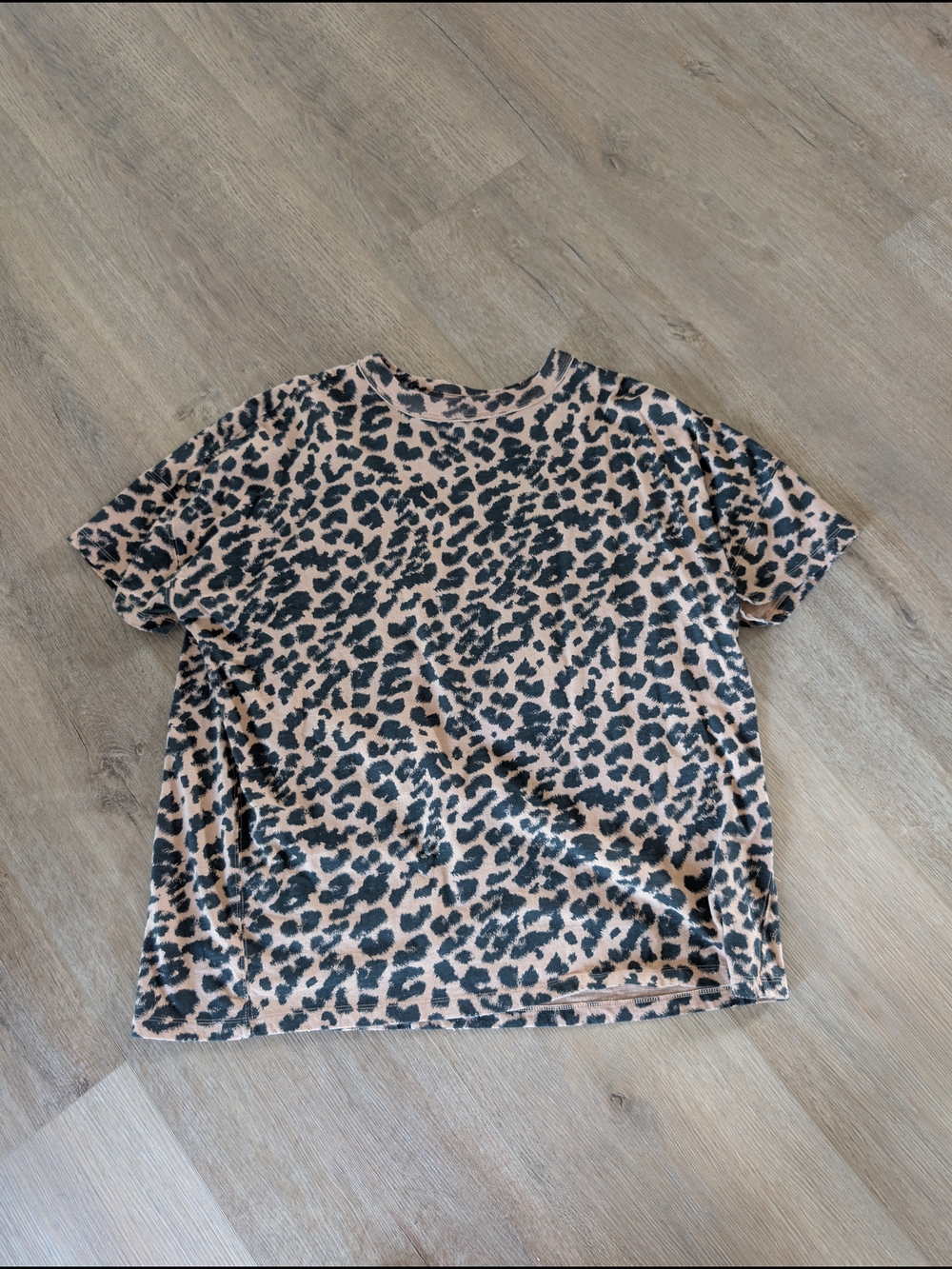 aerie Leopard Print Short Sleeve Tee in Tan and Black